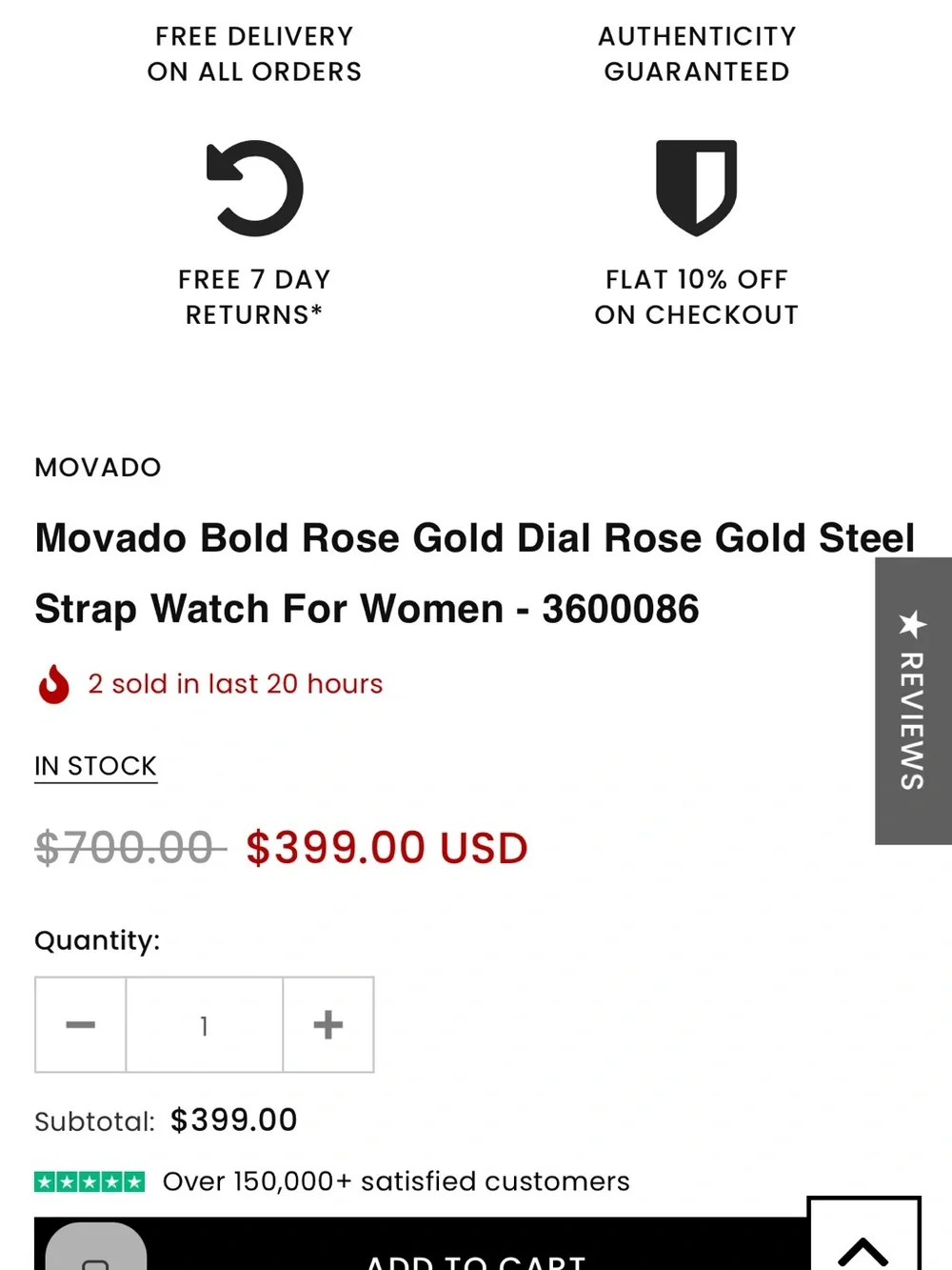 Movado Rose Gold-Tone Dial Steel Strap Watch